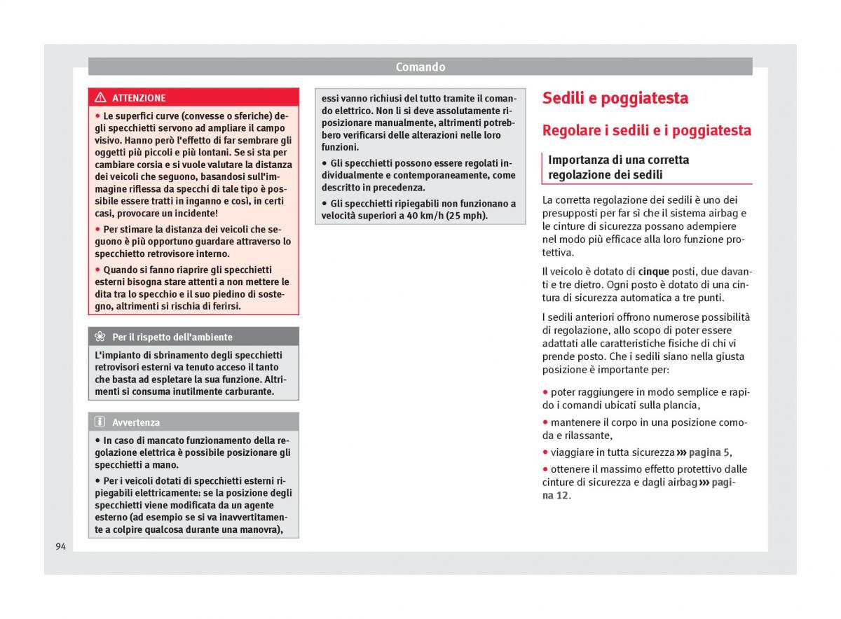 Seat Altea manuale del proprietario / page 96