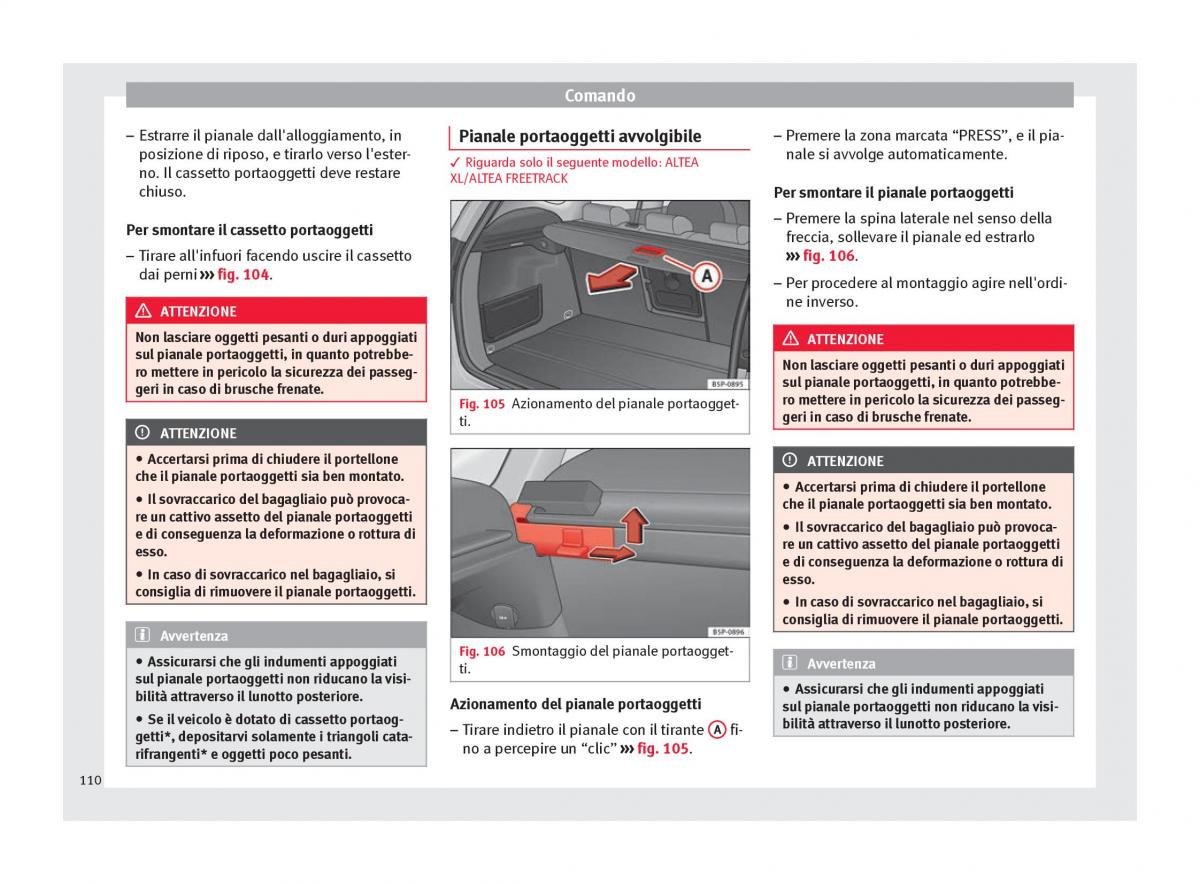 Seat Altea manuale del proprietario / page 112