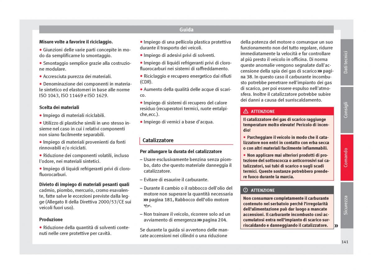 Seat Altea manuale del proprietario / page 143