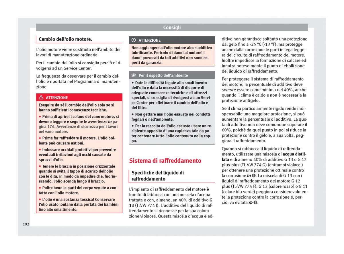 Seat Altea manuale del proprietario / page 184