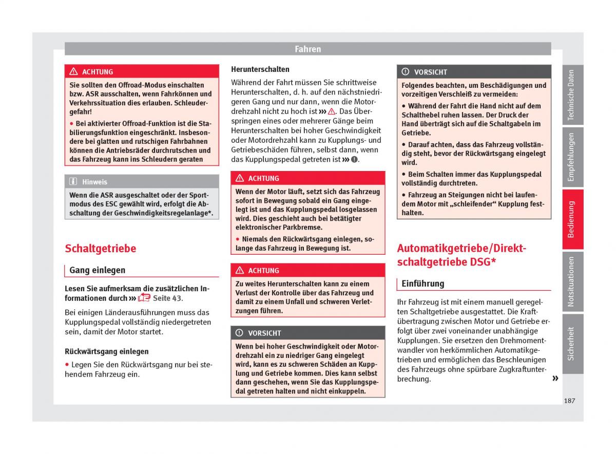 Seat Ateca Handbuch / page 189