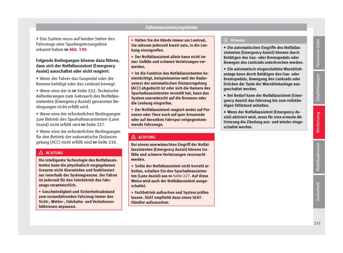 Seat Ateca Handbuch / page 235