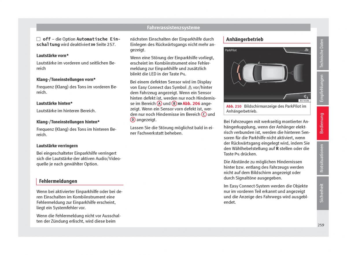 Seat Ateca Handbuch / page 261