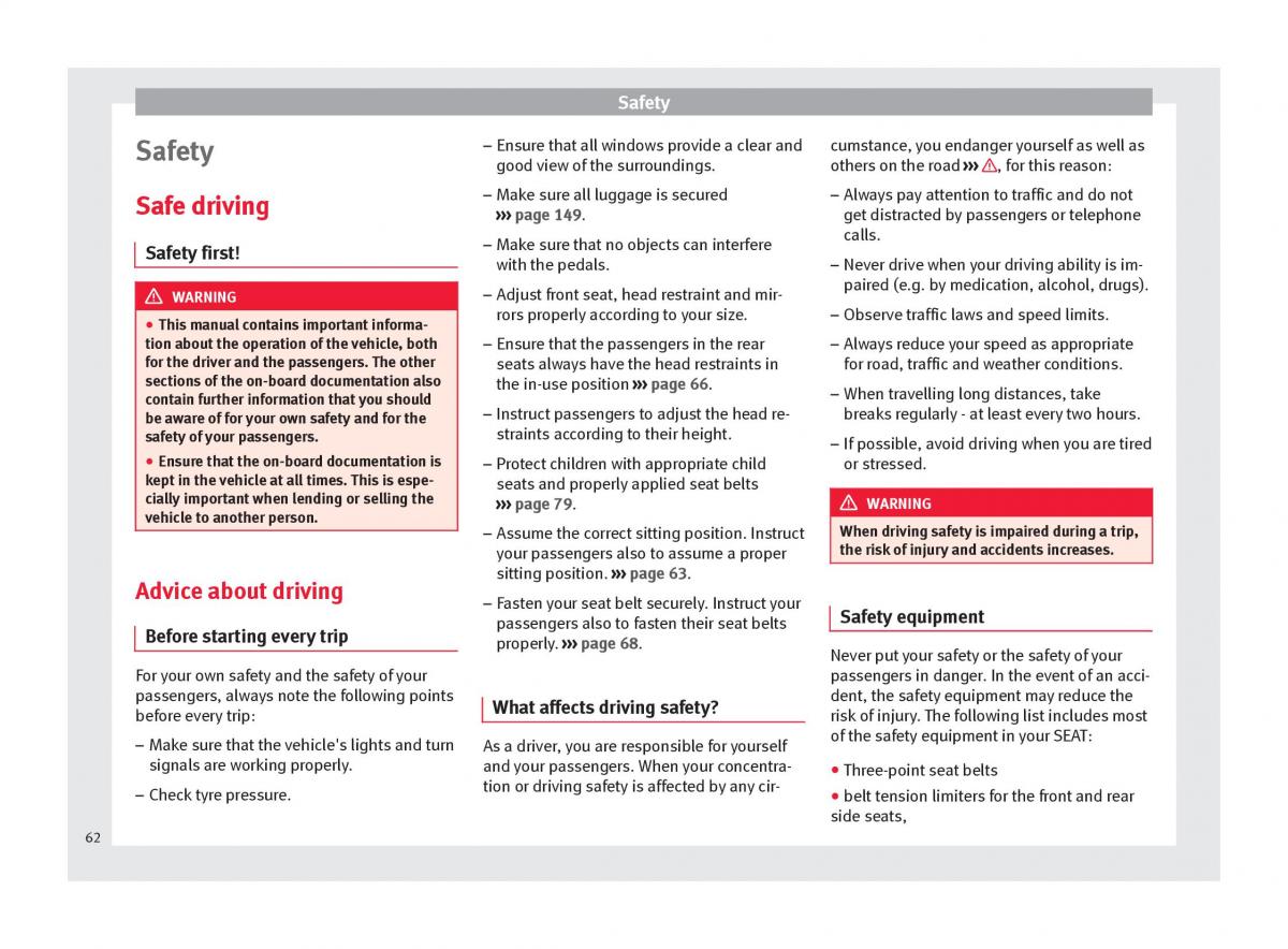 Seat Ateca owners manual / page 64