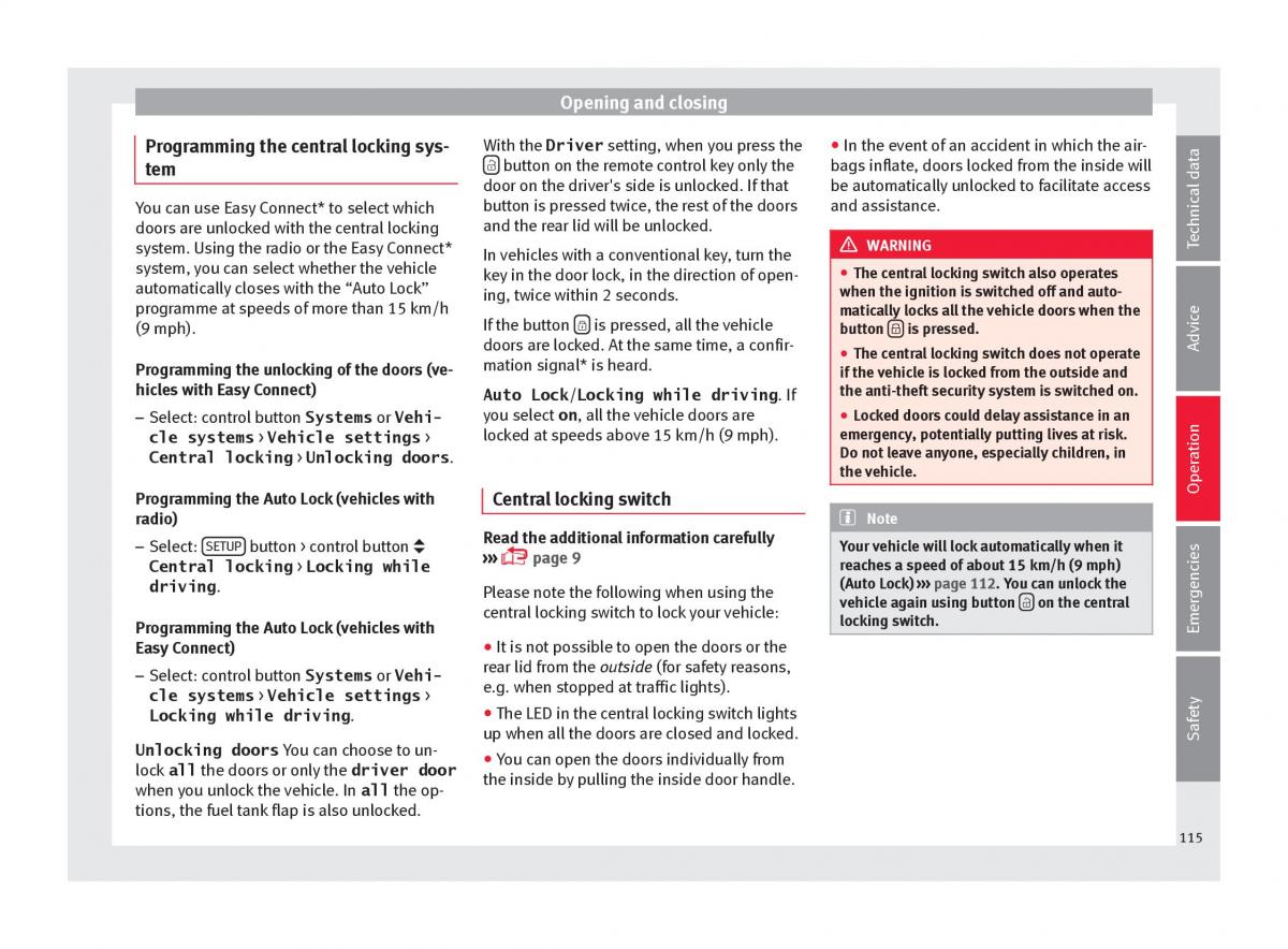 Seat Ateca owners manual / page 117