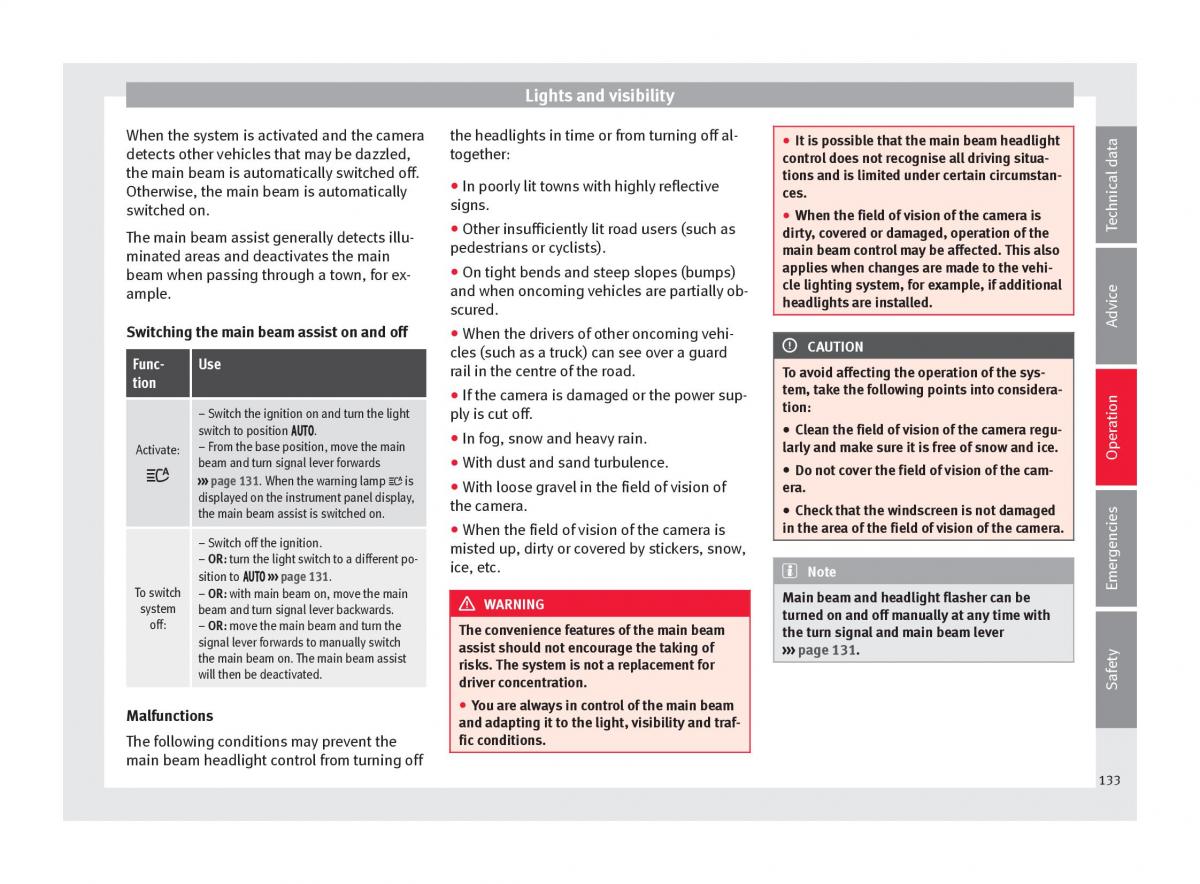 Seat Ateca owners manual / page 135