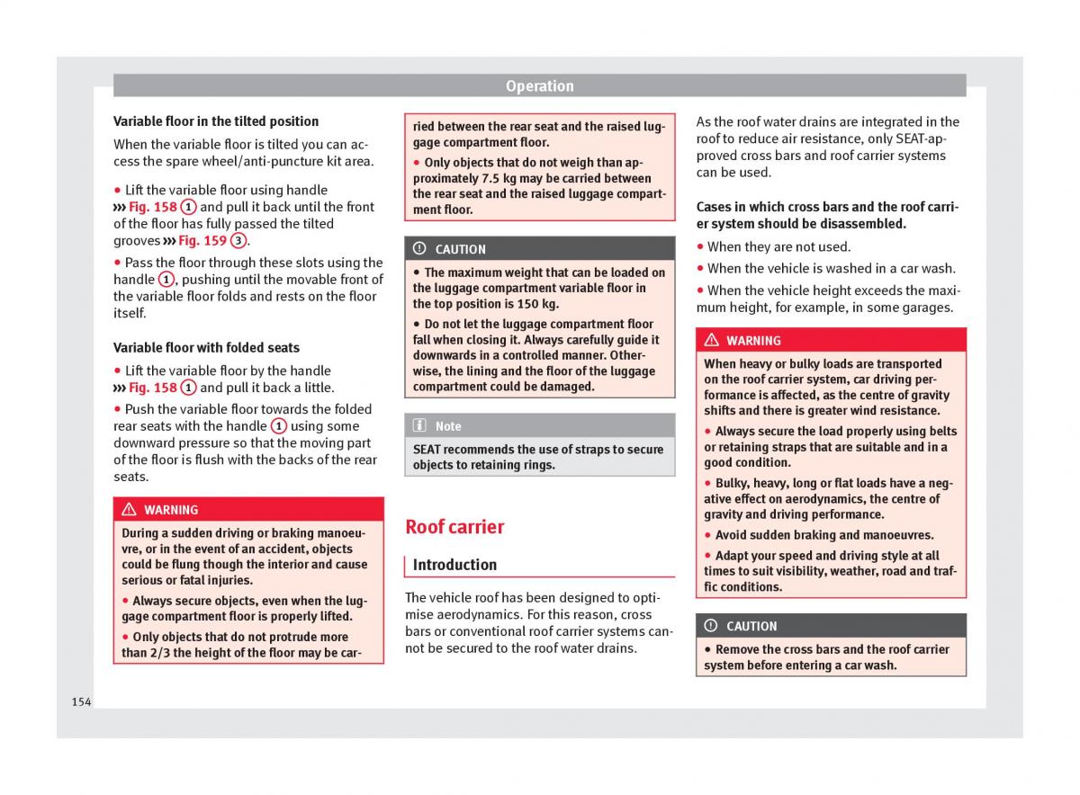 Seat Ateca owners manual / page 156