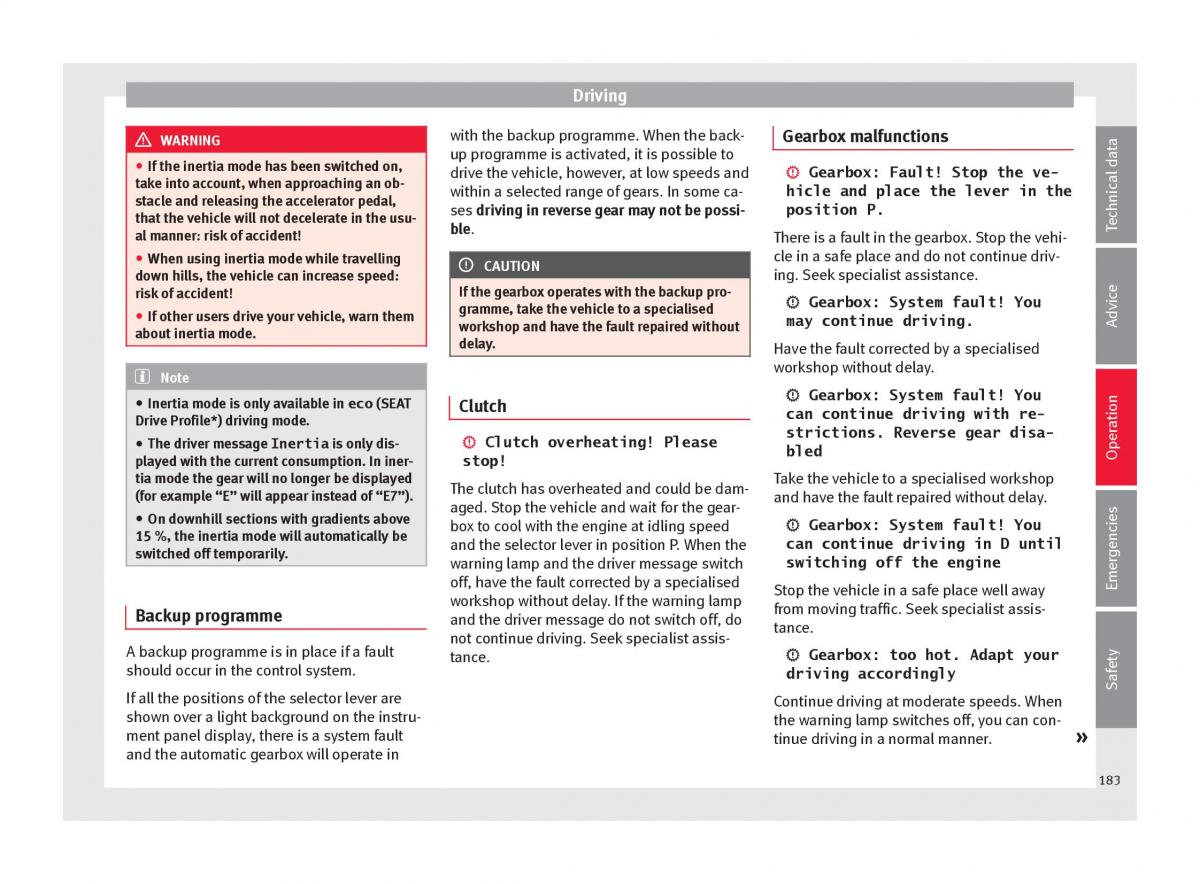 Seat Ateca owners manual / page 185