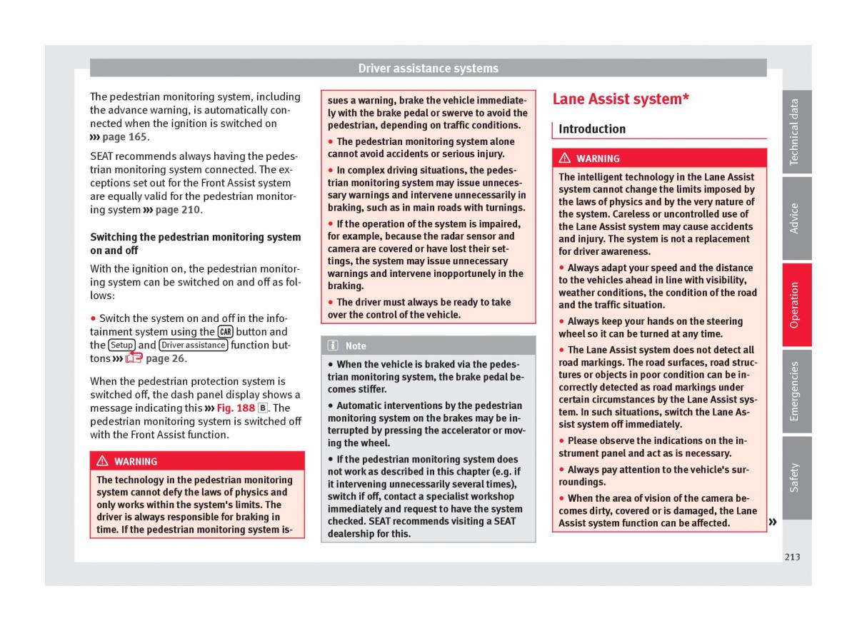 Seat Ateca owners manual / page 215