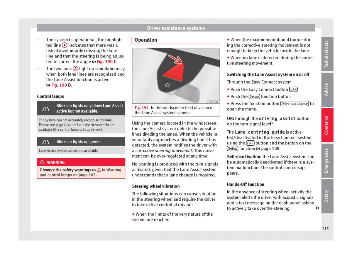 Seat Ateca owners manual / page 217