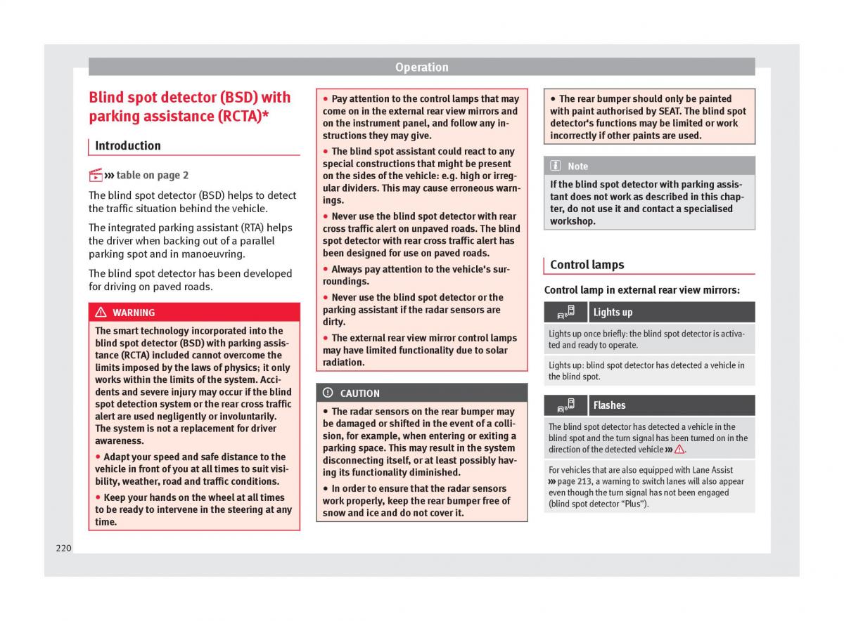 Seat Ateca owners manual / page 222