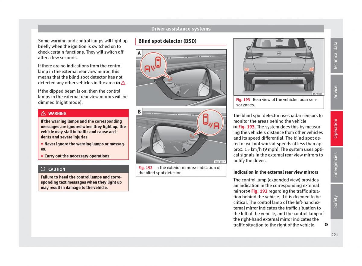 Seat Ateca owners manual / page 223