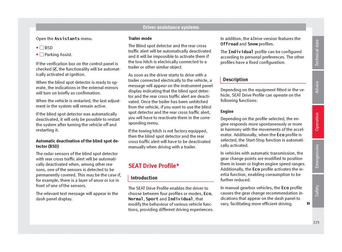 Seat Ateca owners manual / page 227