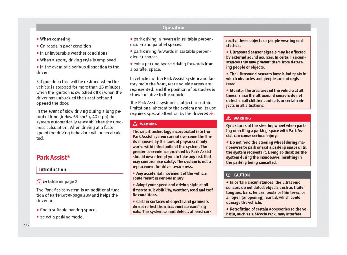 Seat Ateca owners manual / page 234