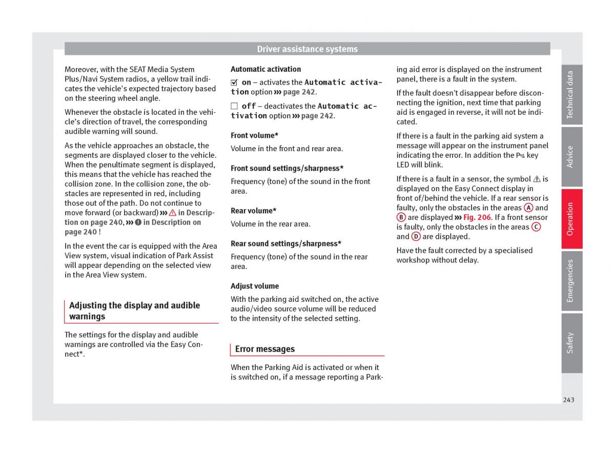 Seat Ateca owners manual / page 245