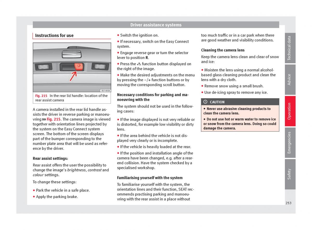 Seat Ateca owners manual / page 255