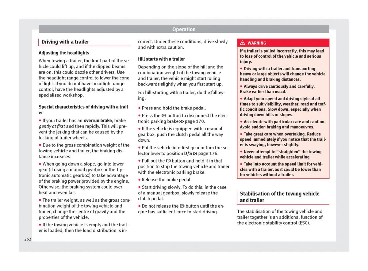 Seat Ateca owners manual / page 264