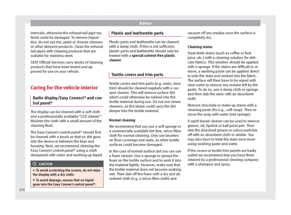 Seat Ateca owners manual / page 272