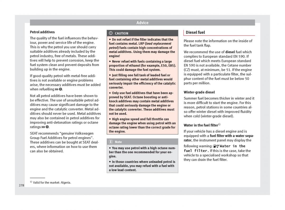 Seat Ateca owners manual / page 280