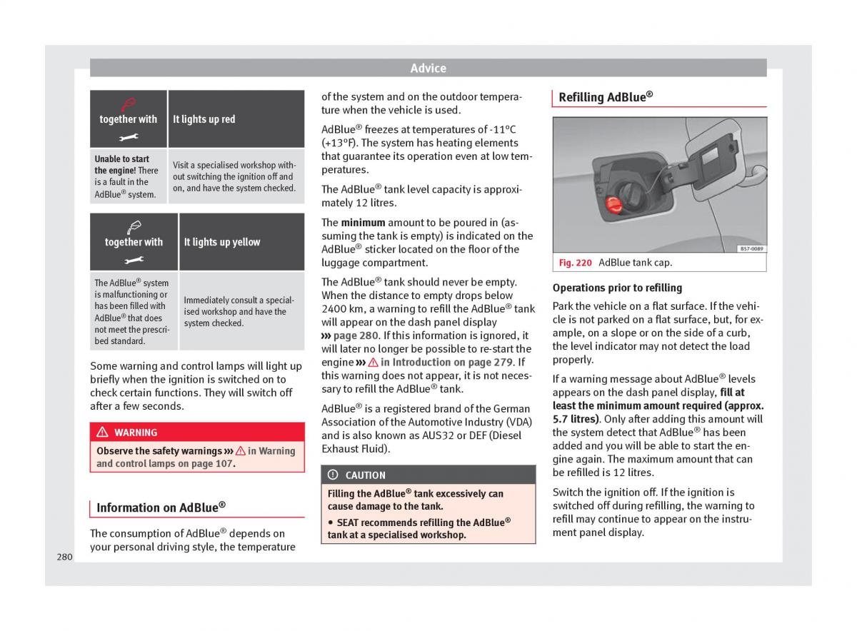 Seat Ateca owners manual / page 282