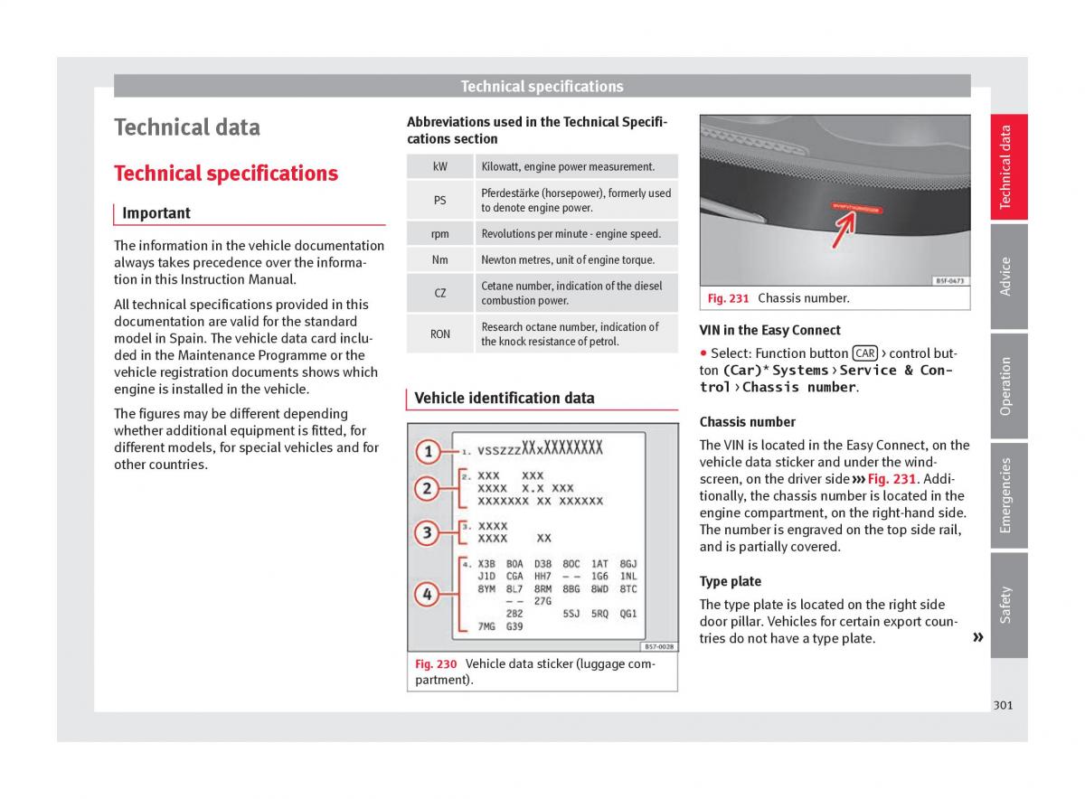 Seat Ateca owners manual / page 303