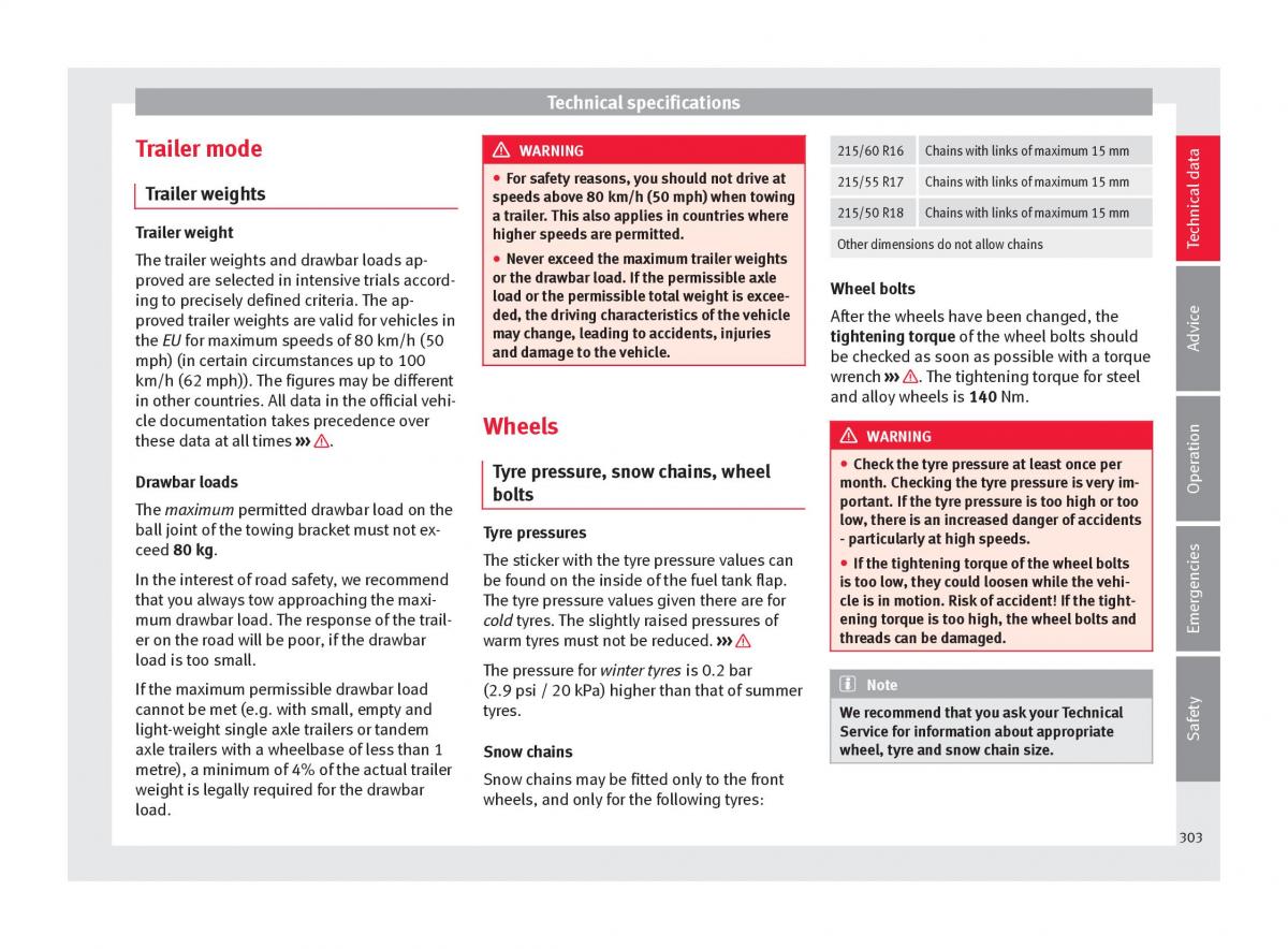 Seat Ateca owners manual / page 305