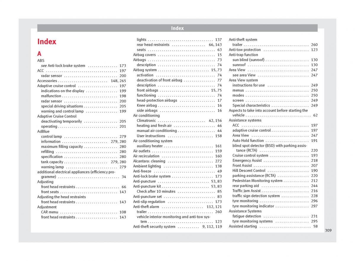 Seat Ateca owners manual / page 311