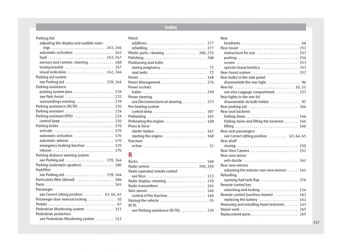 Seat Ateca owners manual / page 319