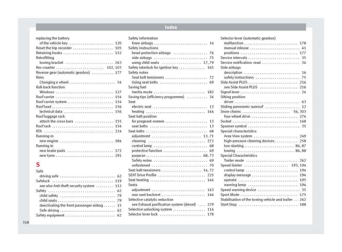 Seat Ateca owners manual / page 320