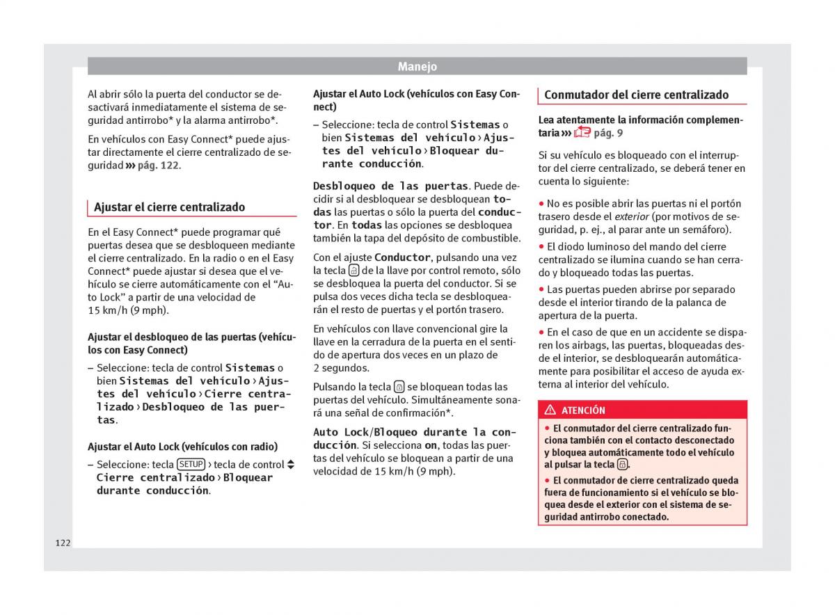 Seat Ateca manual del propietario / page 124