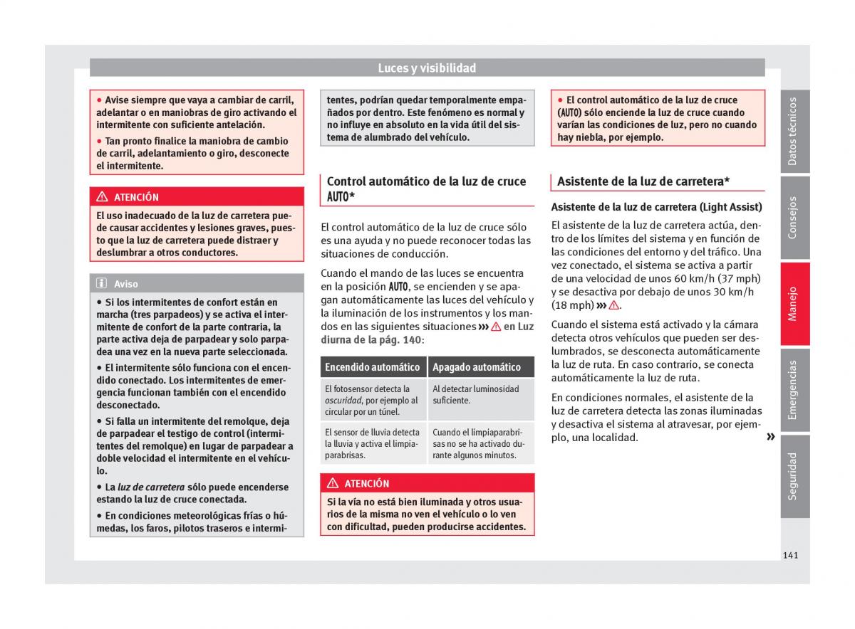 Seat Ateca manual del propietario / page 143