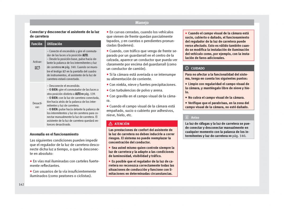 Seat Ateca manual del propietario / page 144