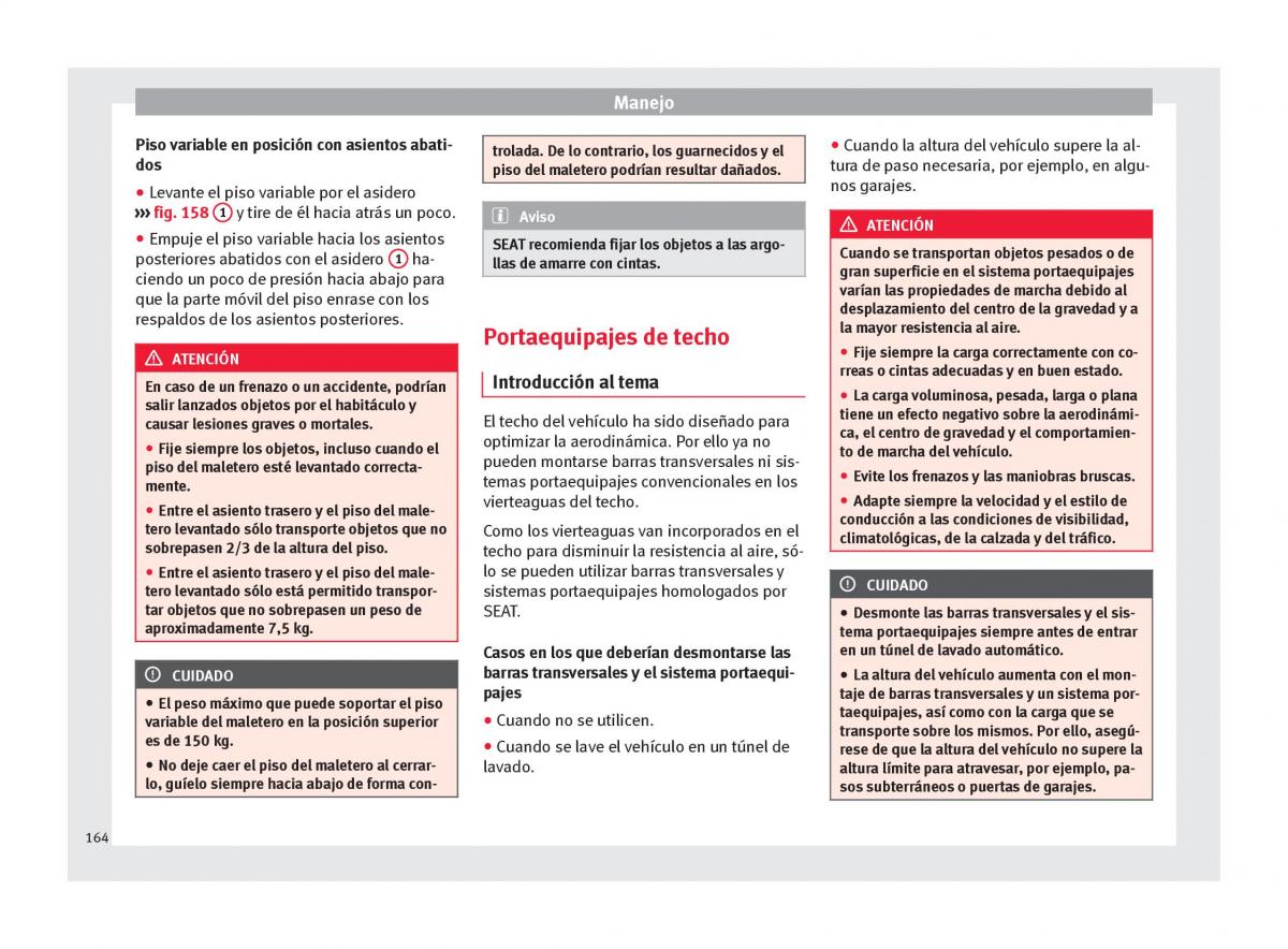 Seat Ateca manual del propietario / page 166