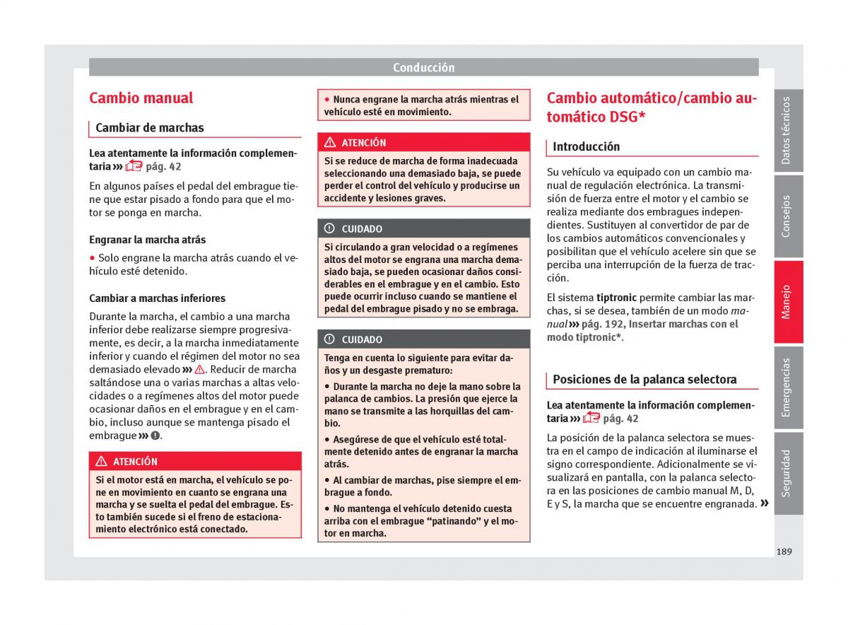 Seat Ateca manual del propietario / page 191