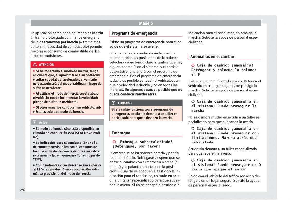 Seat Ateca manual del propietario / page 198