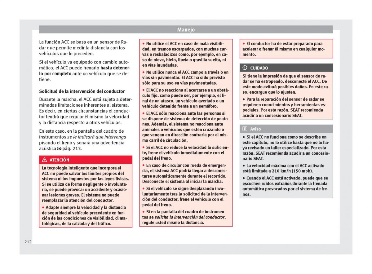 Seat Ateca manual del propietario / page 214