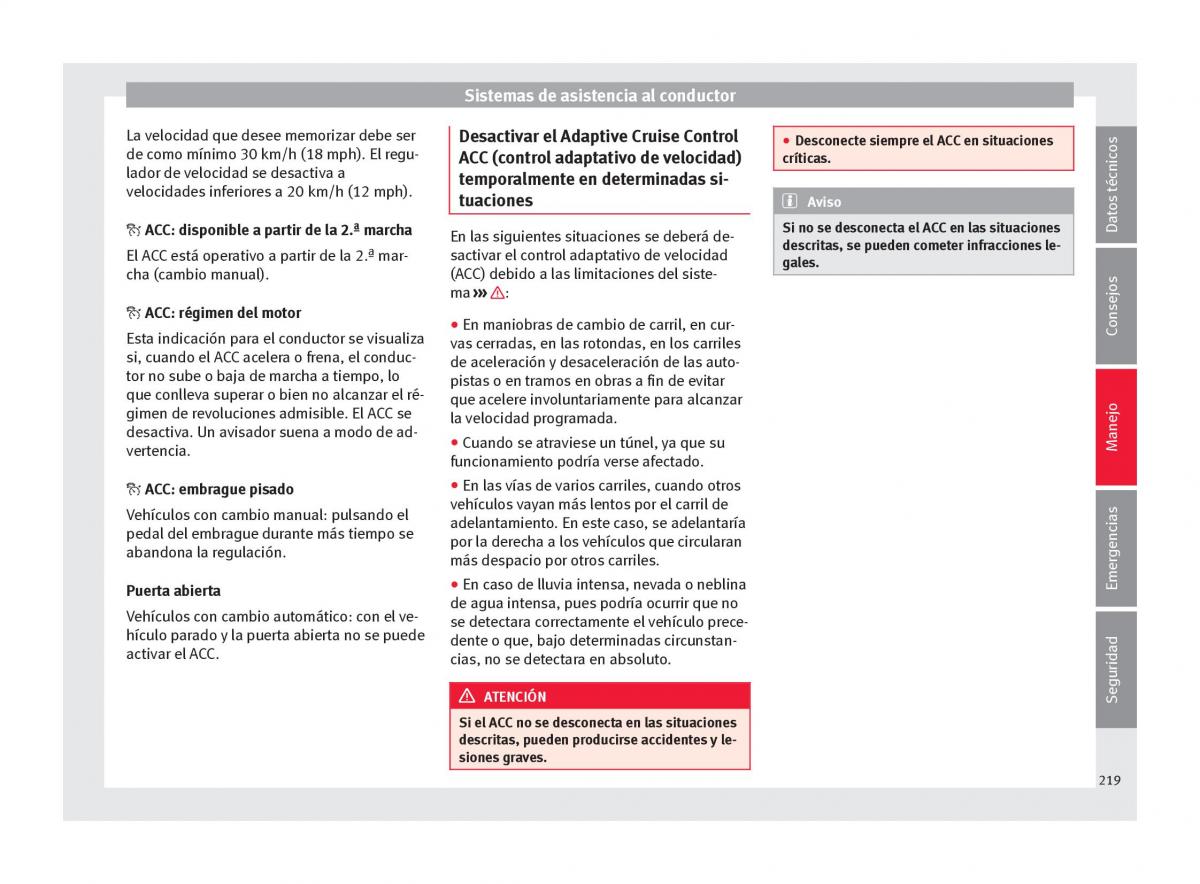 Seat Ateca manual del propietario / page 221