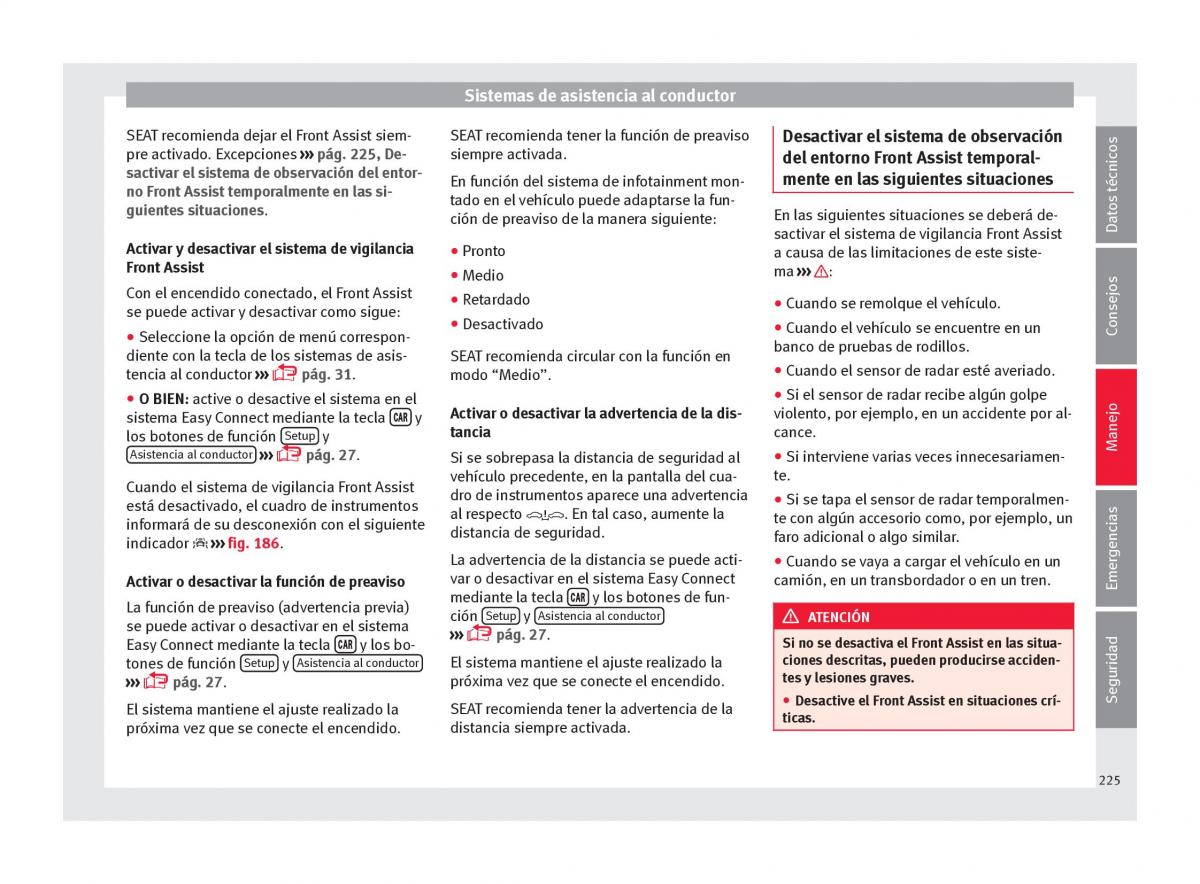 Seat Ateca manual del propietario / page 227