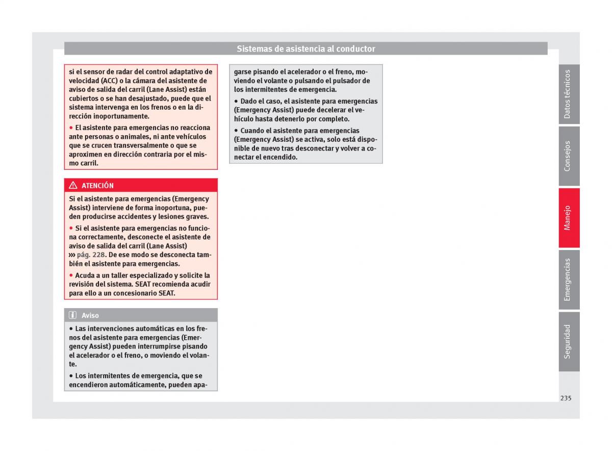 Seat Ateca manual del propietario / page 237