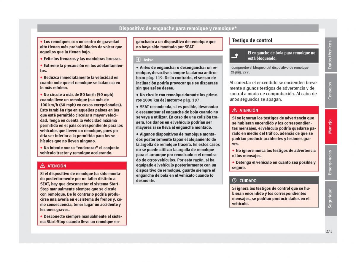 Seat Ateca manual del propietario / page 277