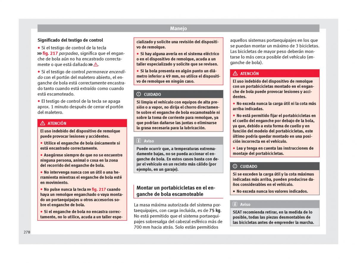 Seat Ateca manual del propietario / page 280