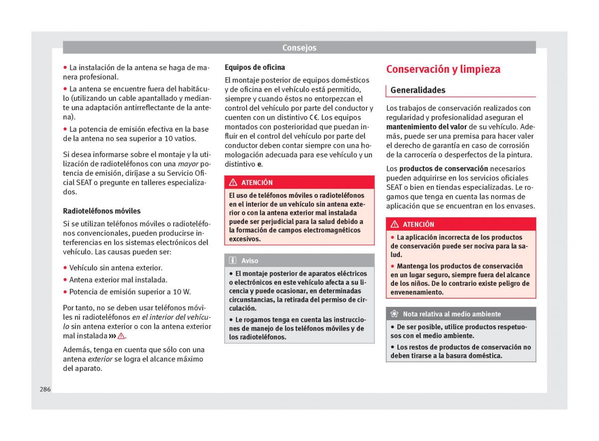 Seat Ateca manual del propietario / page 288