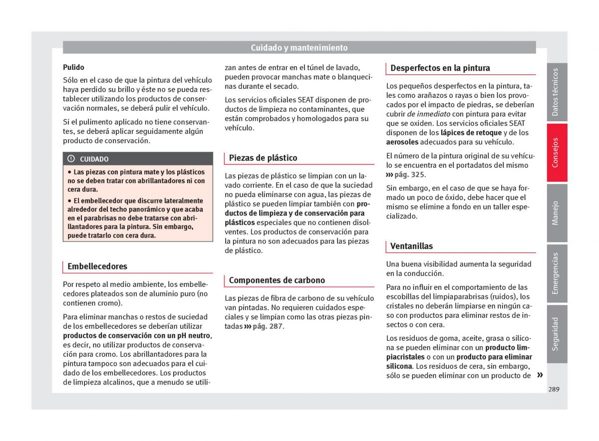 Seat Ateca manual del propietario / page 291