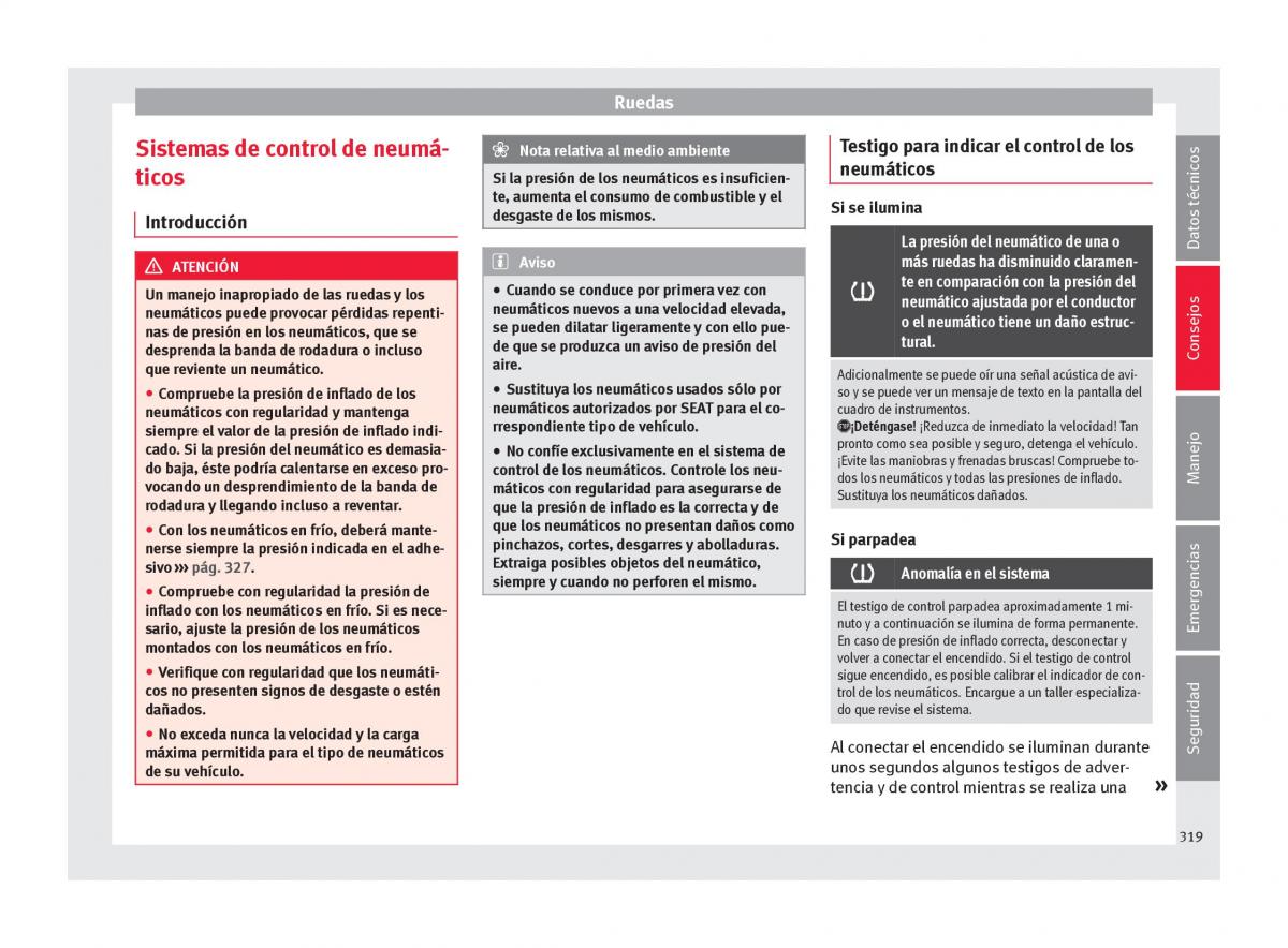 Seat Ateca manual del propietario / page 321