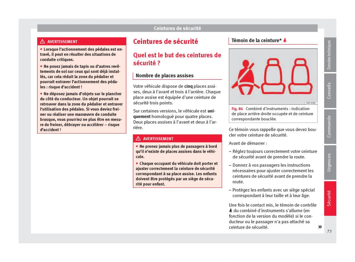 manuel du propriétaire  Seat Ateca manuel du proprietaire / page 75