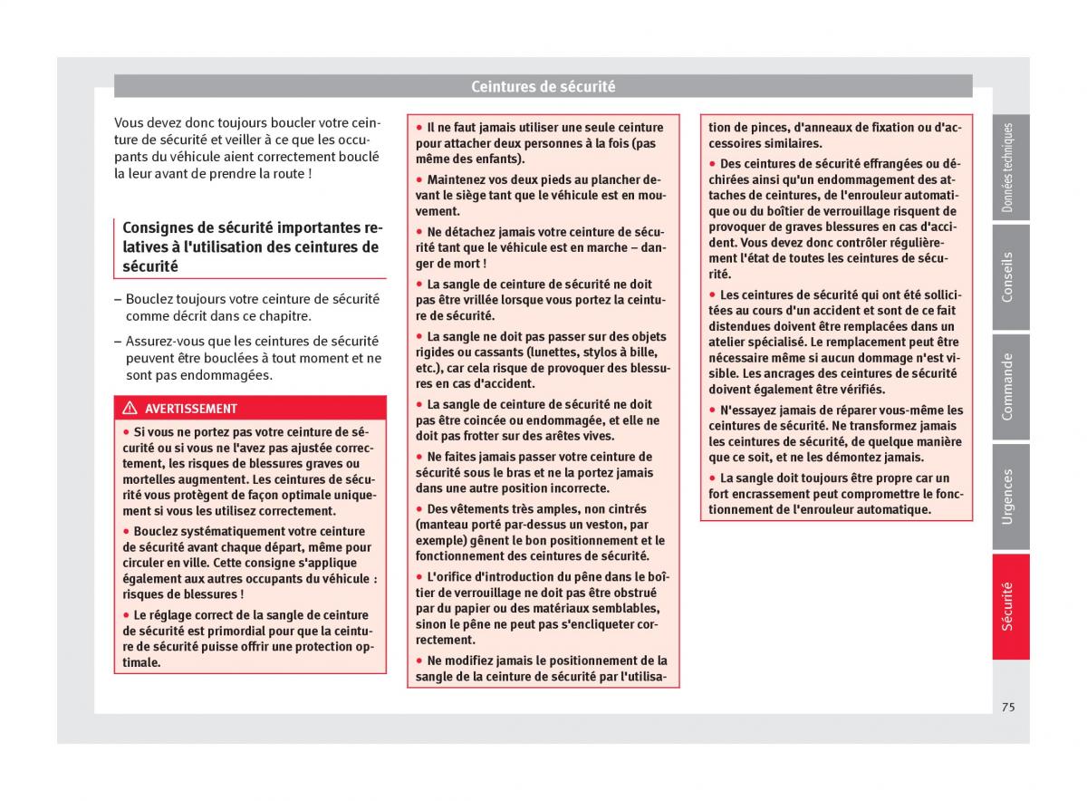 Seat Ateca manuel du proprietaire / page 77