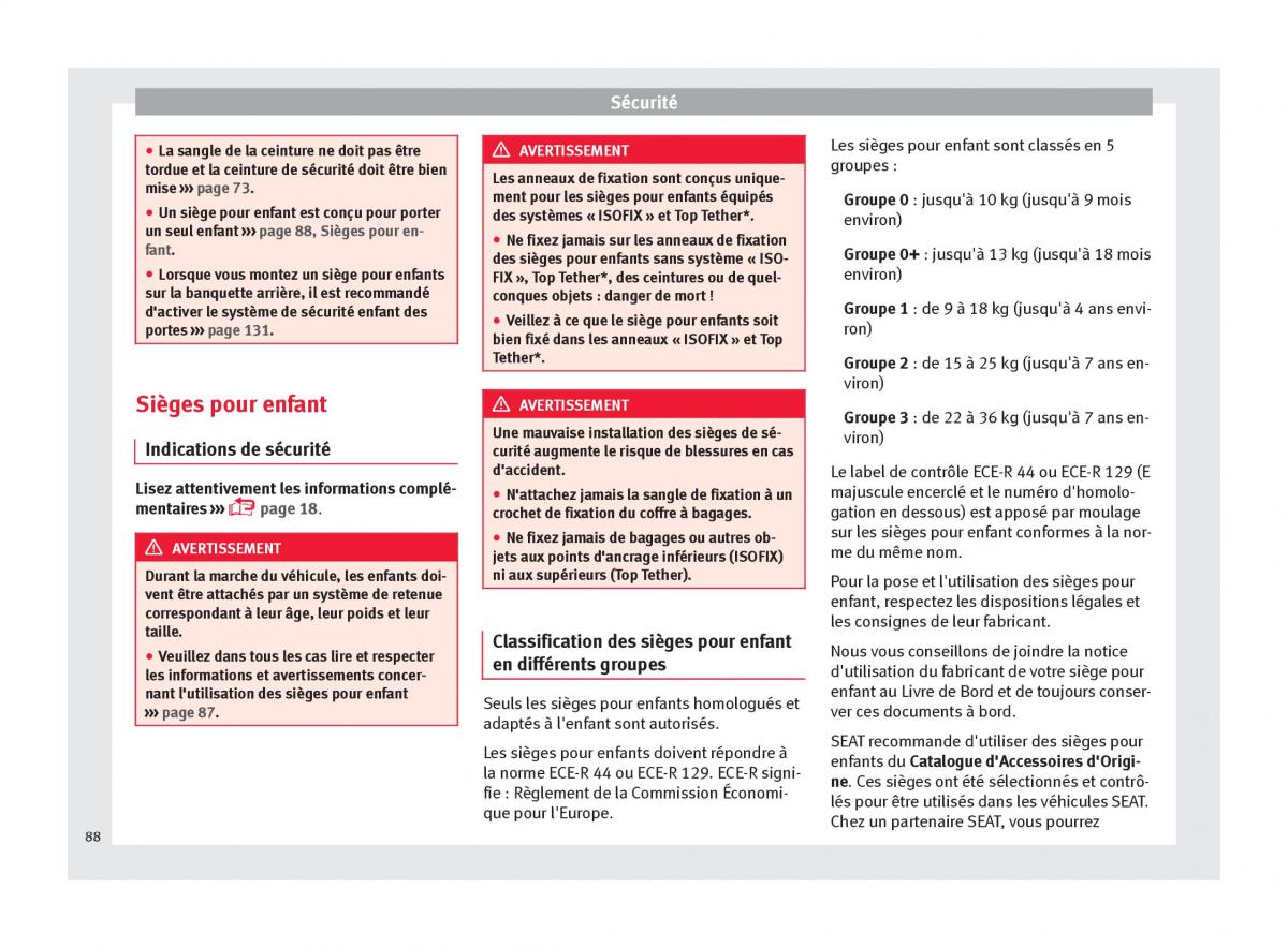 manuel du propriétaire  Seat Ateca manuel du proprietaire / page 90