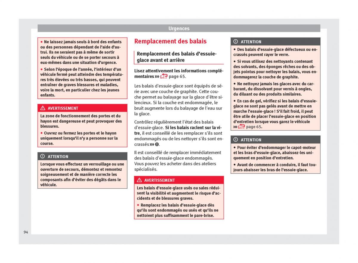 manuel du propriétaire  Seat Ateca manuel du proprietaire / page 96