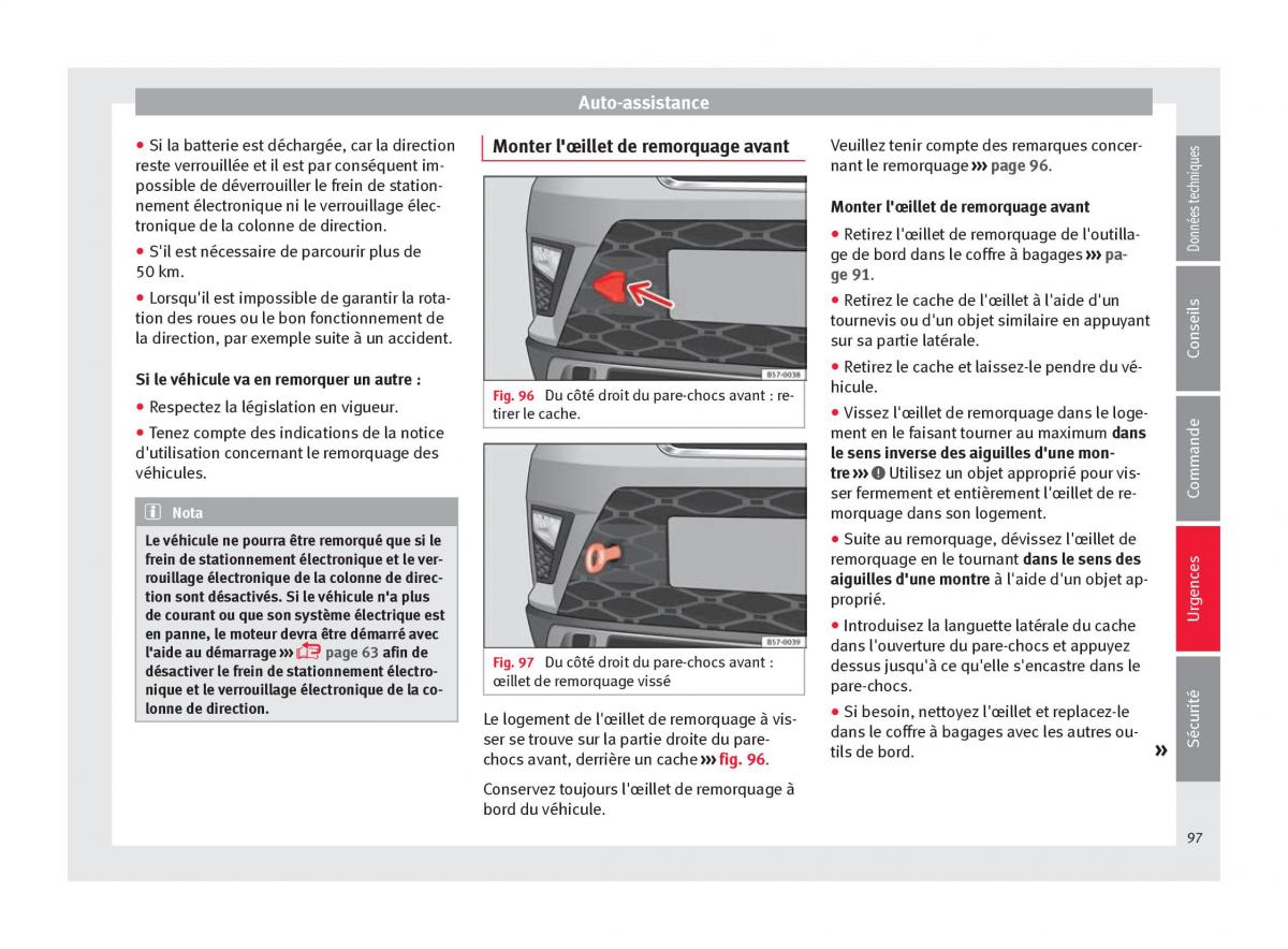 manuel du propriétaire  Seat Ateca manuel du proprietaire / page 99