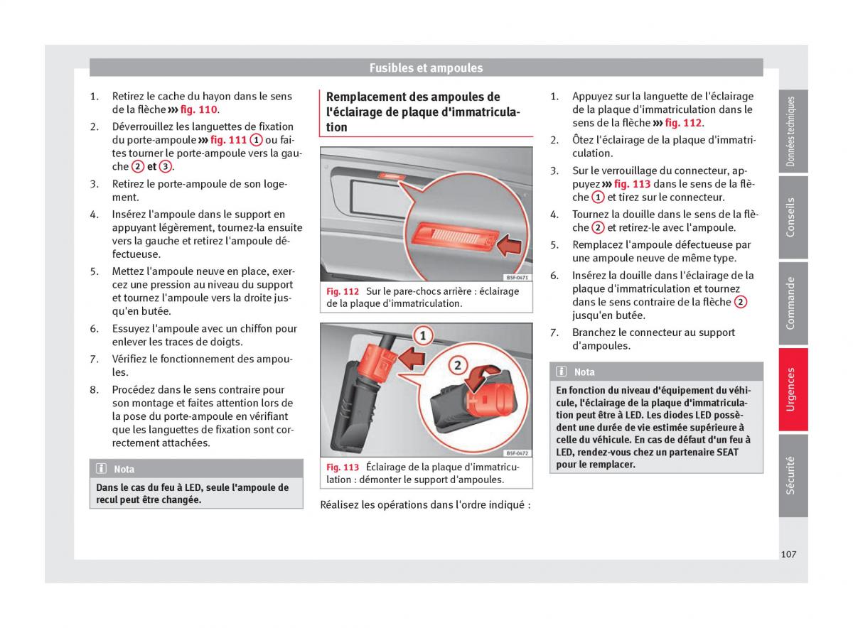 manuel du propriétaire  Seat Ateca manuel du proprietaire / page 109